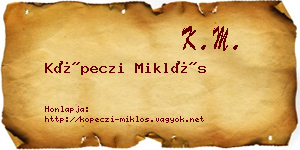 Köpeczi Miklós névjegykártya